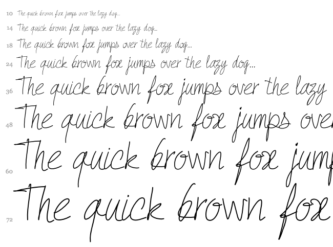 PW Quick Write font waterfall